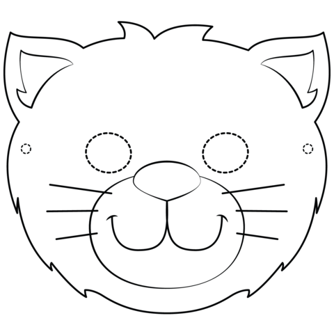 Cat Mask Coloring Page